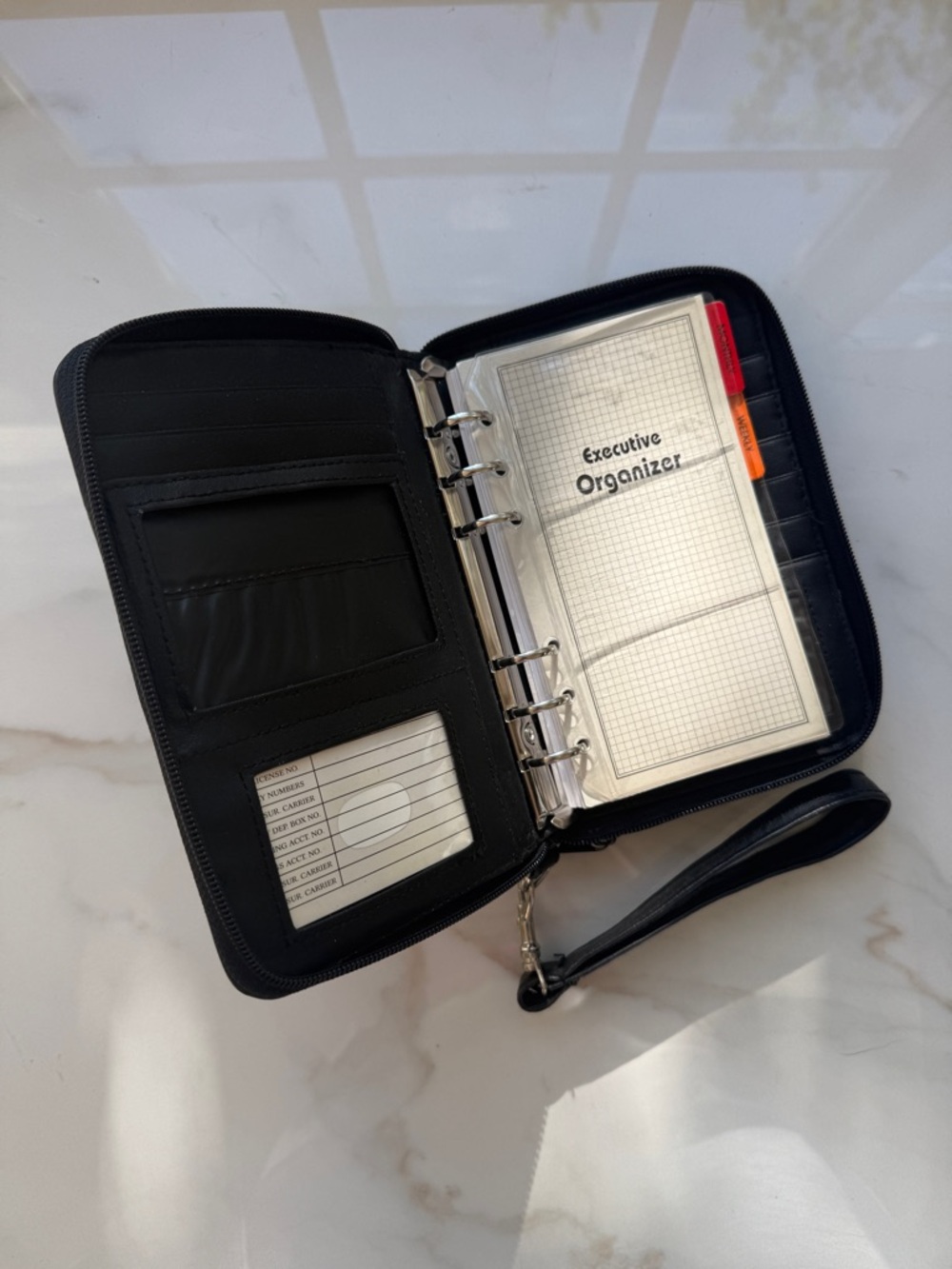 Vintage Black Executive Organizer Binder Wallet / Planner